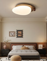 Walnut Wood Accent LED Flush Mount Ceiling Light