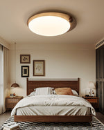 Walnut Wood Accent LED Flush Mount Ceiling Light