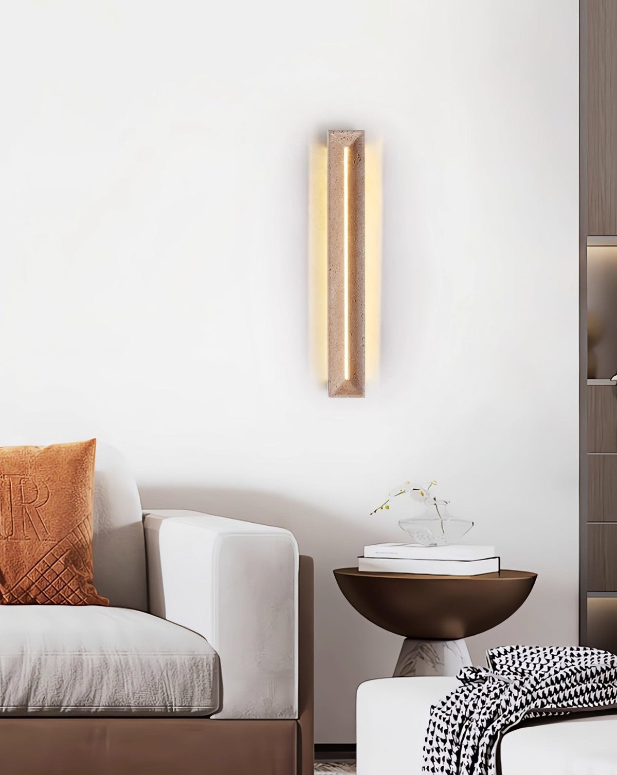 Solace Travertine Beam Wall Sconce – Modern LED Wall Light