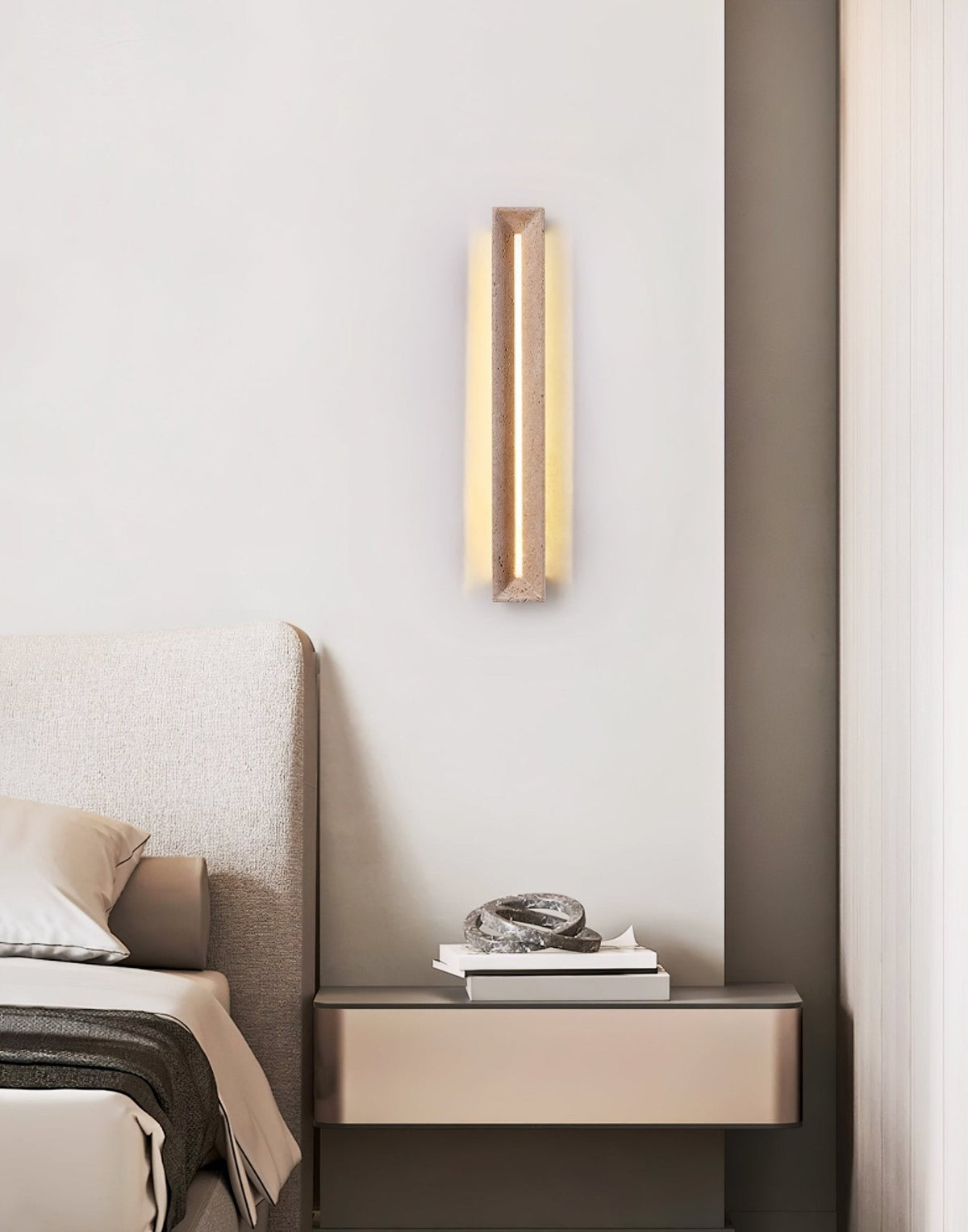 Solace Travertine Beam Wall Sconce – Modern LED Wall Light