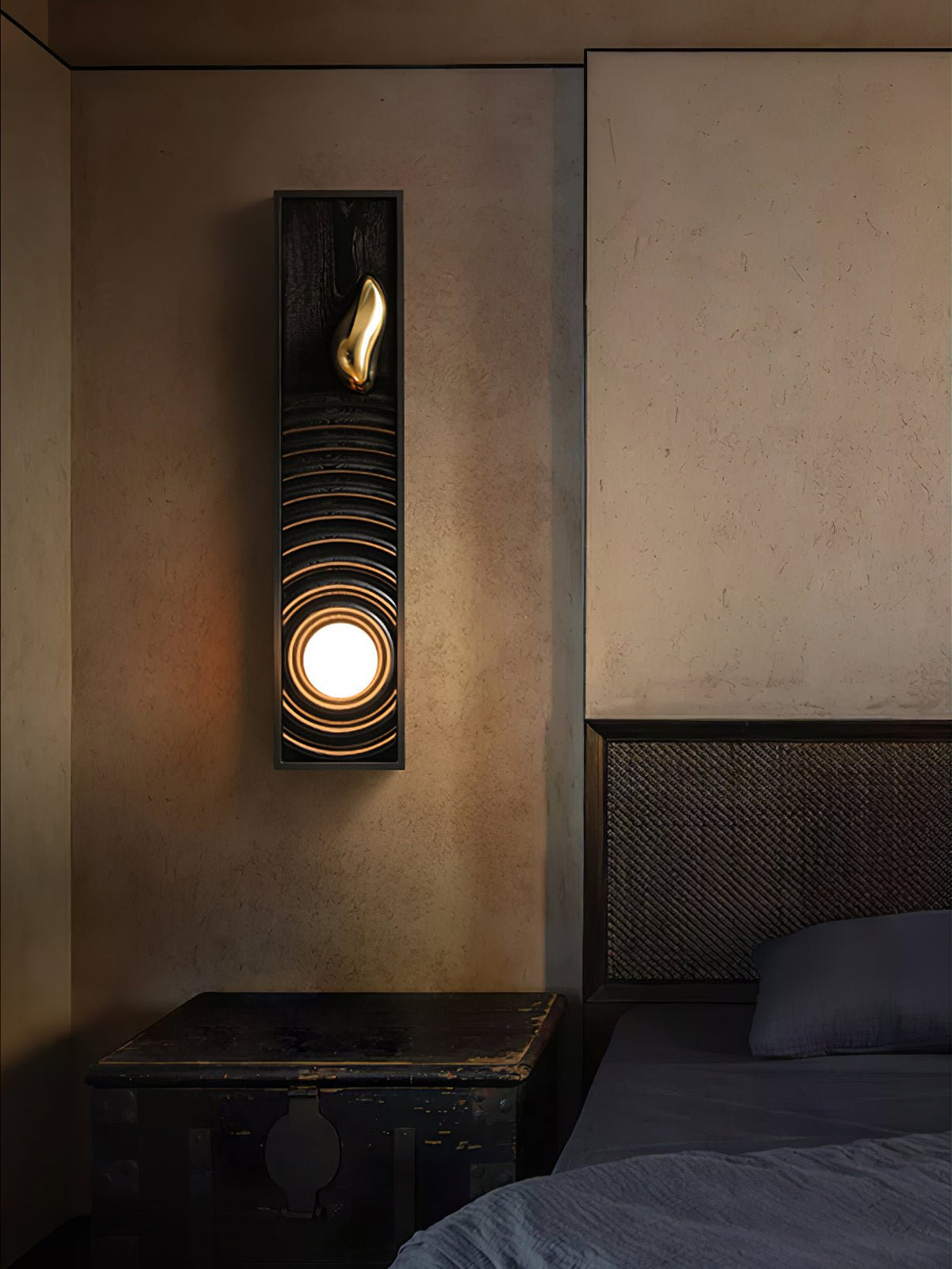 Solano Ripple Wall Sconce – Modern Wood & Brass LED Wall Light