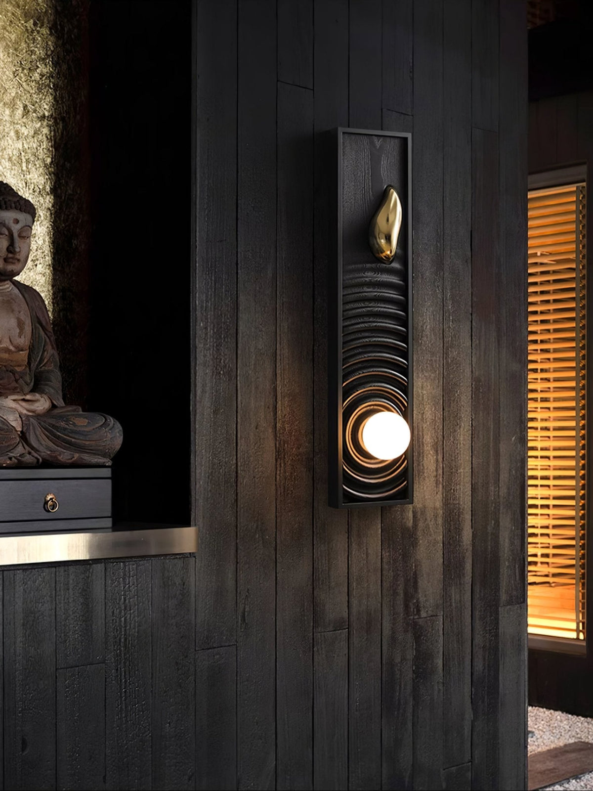 Solano Ripple Wall Sconce – Modern Wood & Brass LED Wall Light