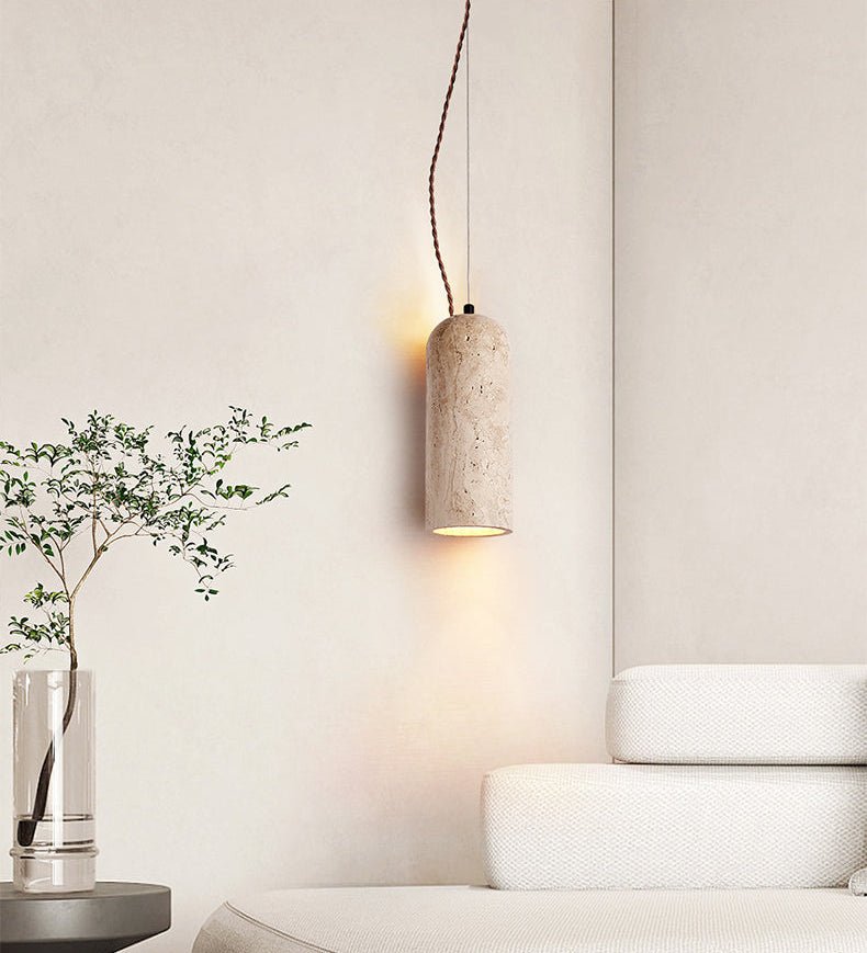 Solano Travertine Pendant Light – Natural Stone Hanging Lamp for Dining & Living Spaces