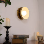 Solar Eclipse Brass Wall Sconce with Glass Shade for Modern Interiors