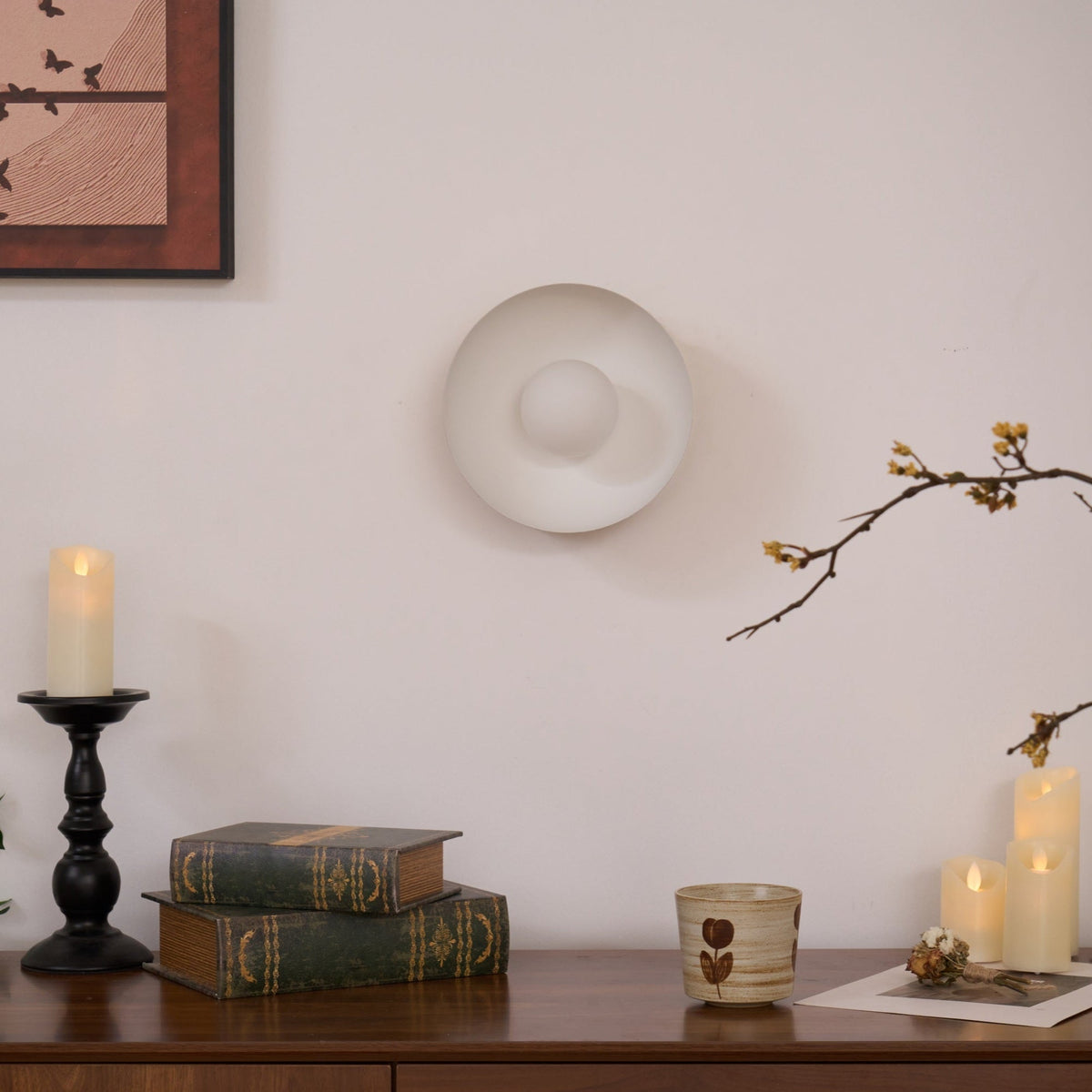 Solar Eclipse Brass Wall Sconce with Glass Shade for Modern Interiors