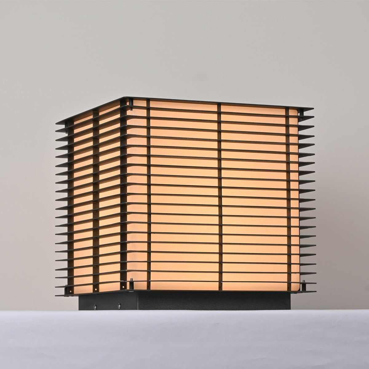 Solar Grid Outdoor Lantern – Modern Architectural LED Post Light