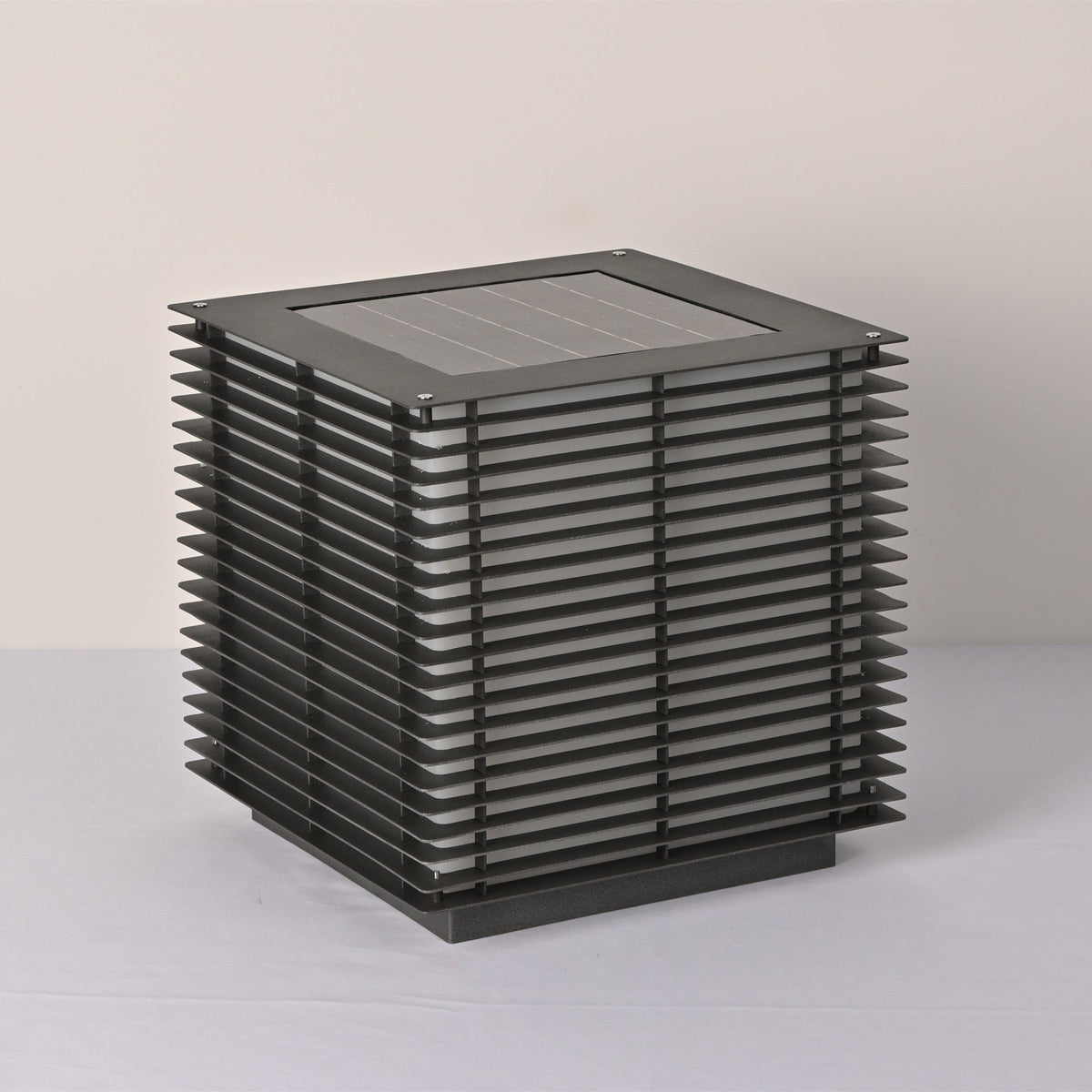 Solar Grid Outdoor Lantern – Modern Architectural LED Post Light