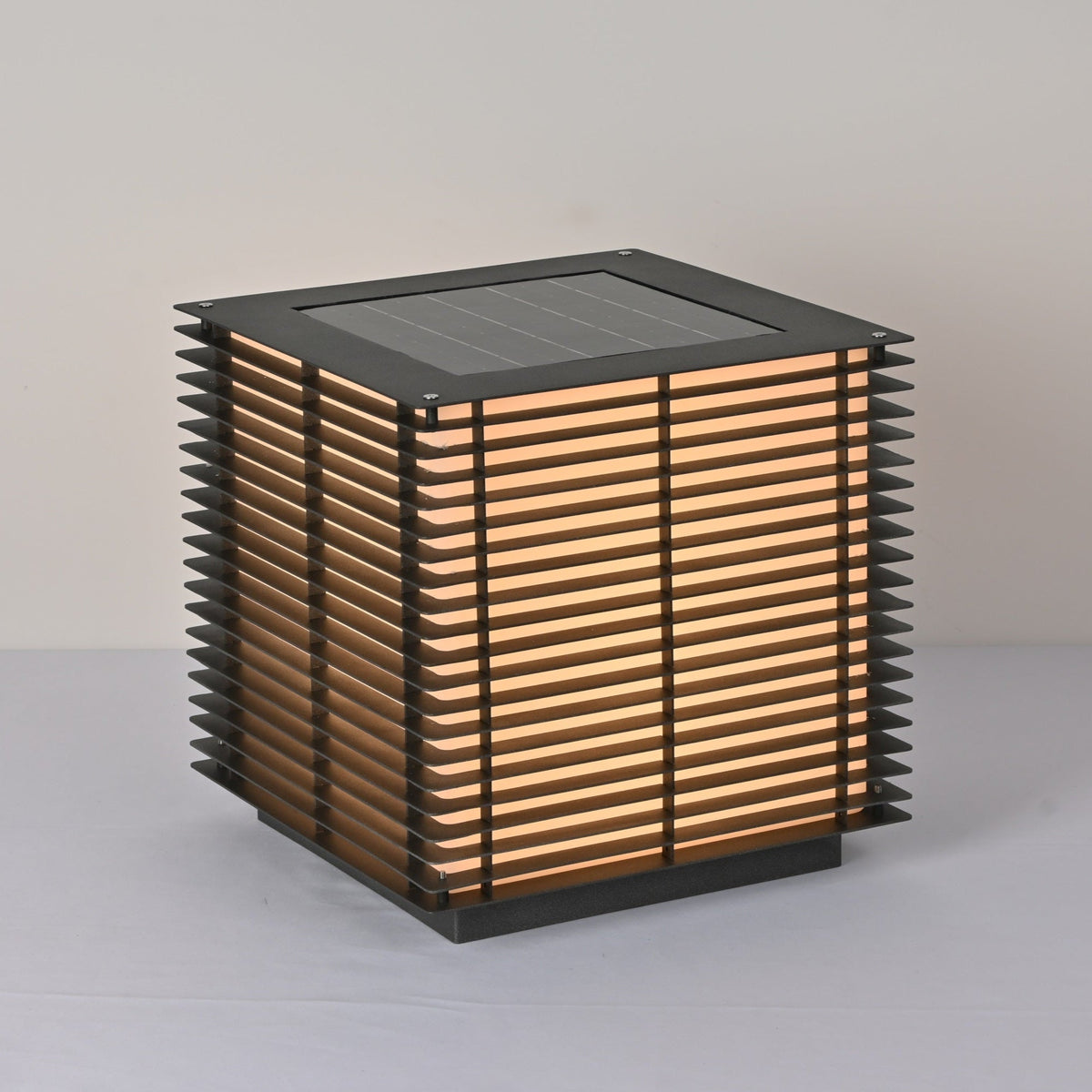 Solar Grid Outdoor Lantern – Modern Architectural LED Post Light