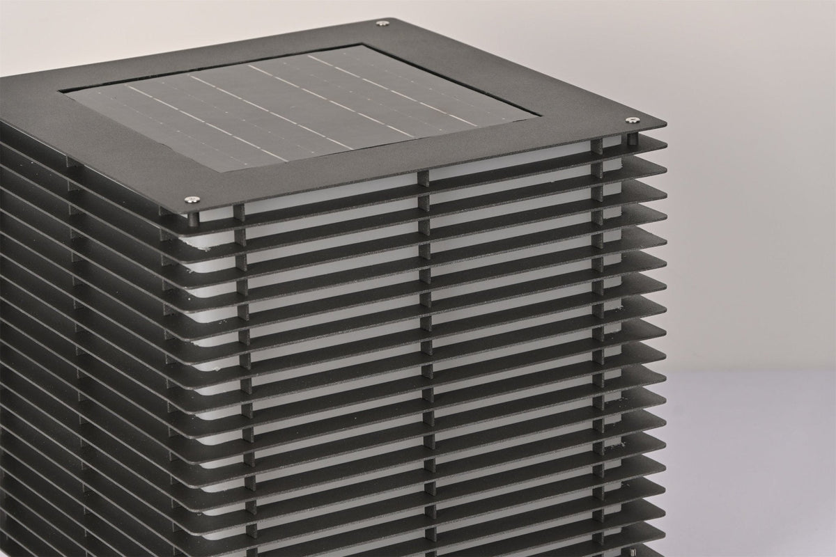 Solar Grid Outdoor Lantern – Modern Architectural LED Post Light