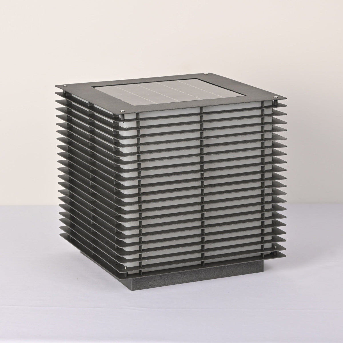 Solar Grid Outdoor Lantern – Modern Architectural LED Post Light