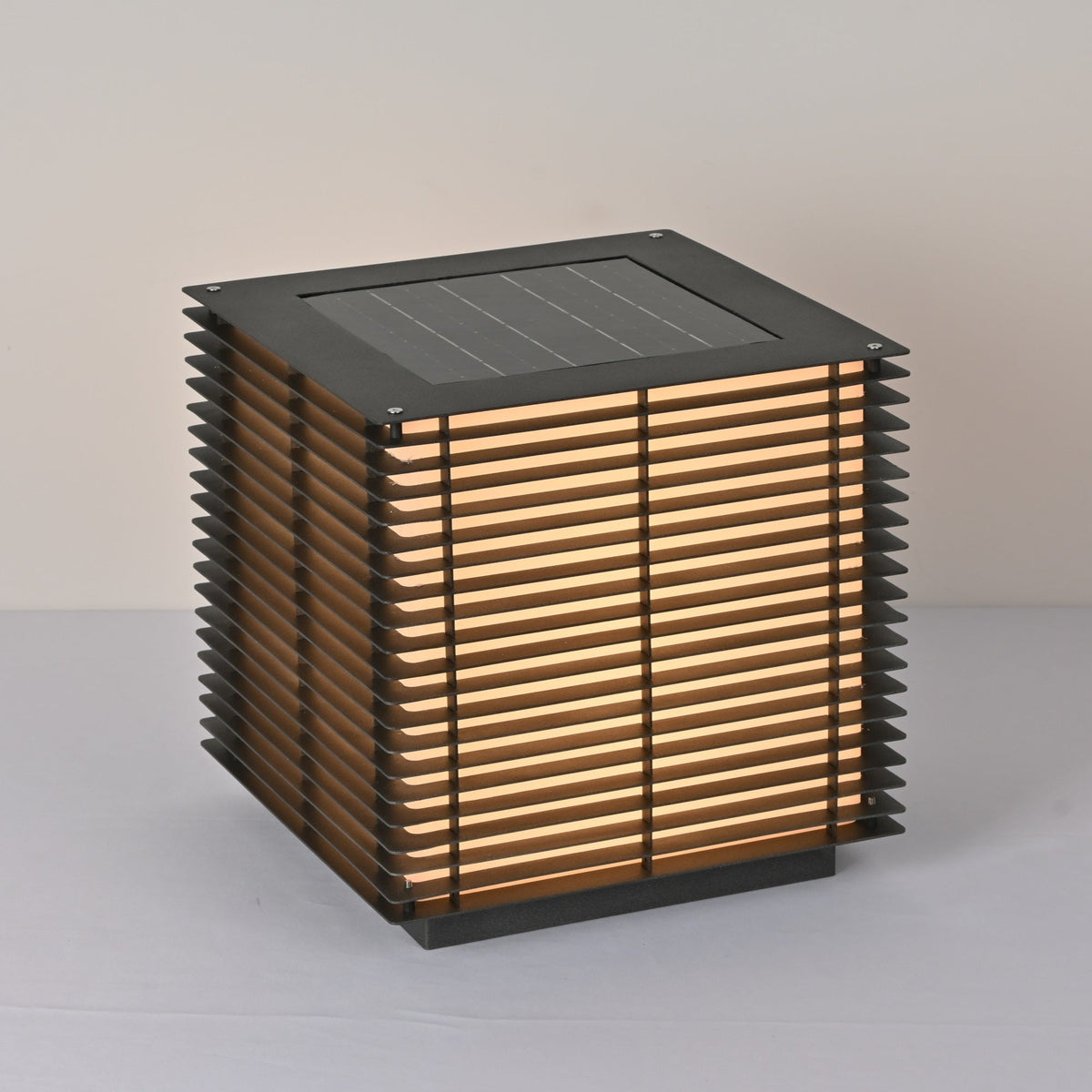 Solar Grid Outdoor Lantern – Modern Architectural LED Post Light