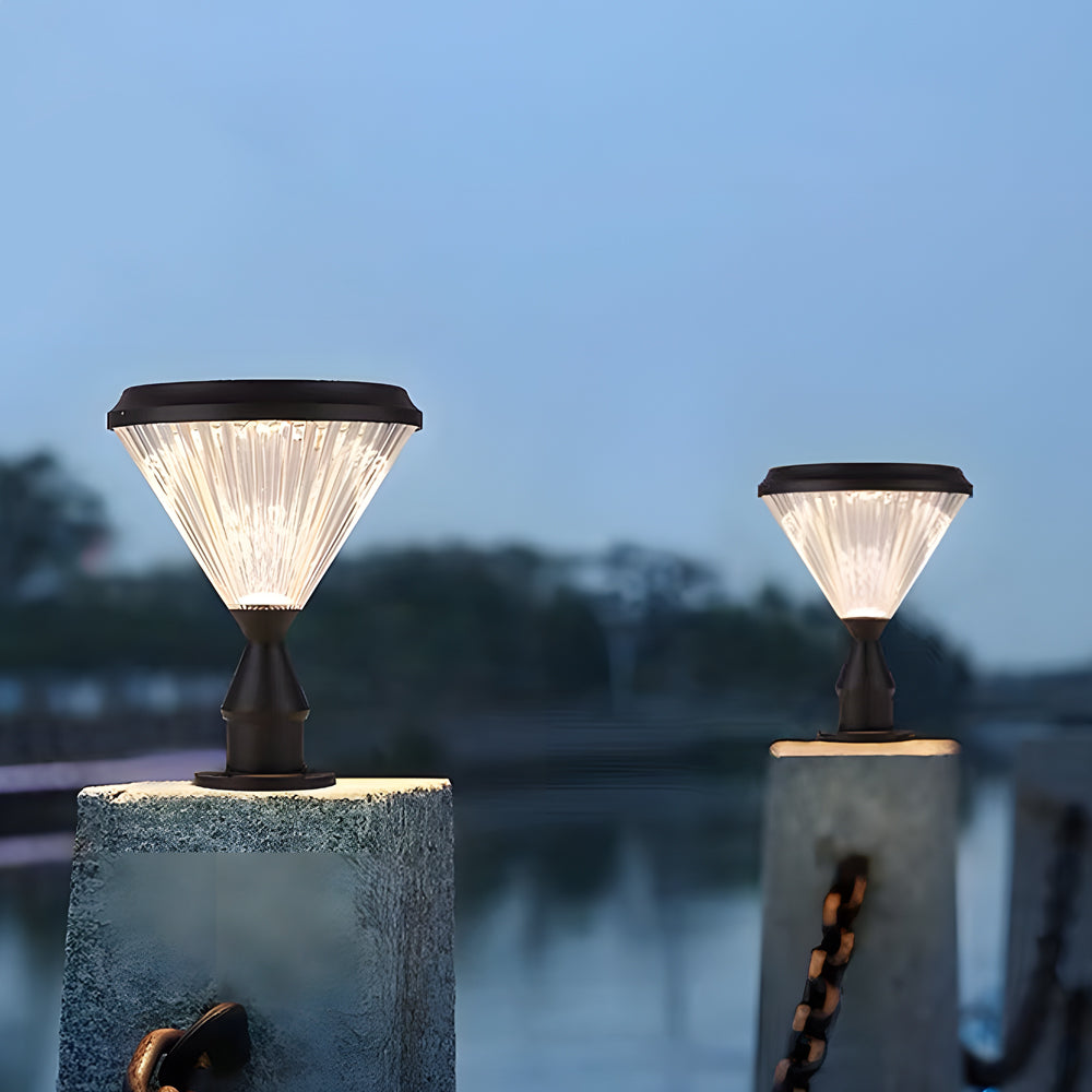 9 In H Waterproof Black Solar Led Pier Mount Light