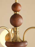 Solara Globe Chandelier – Mid-Century Modern Wood & Brass Pendant Light