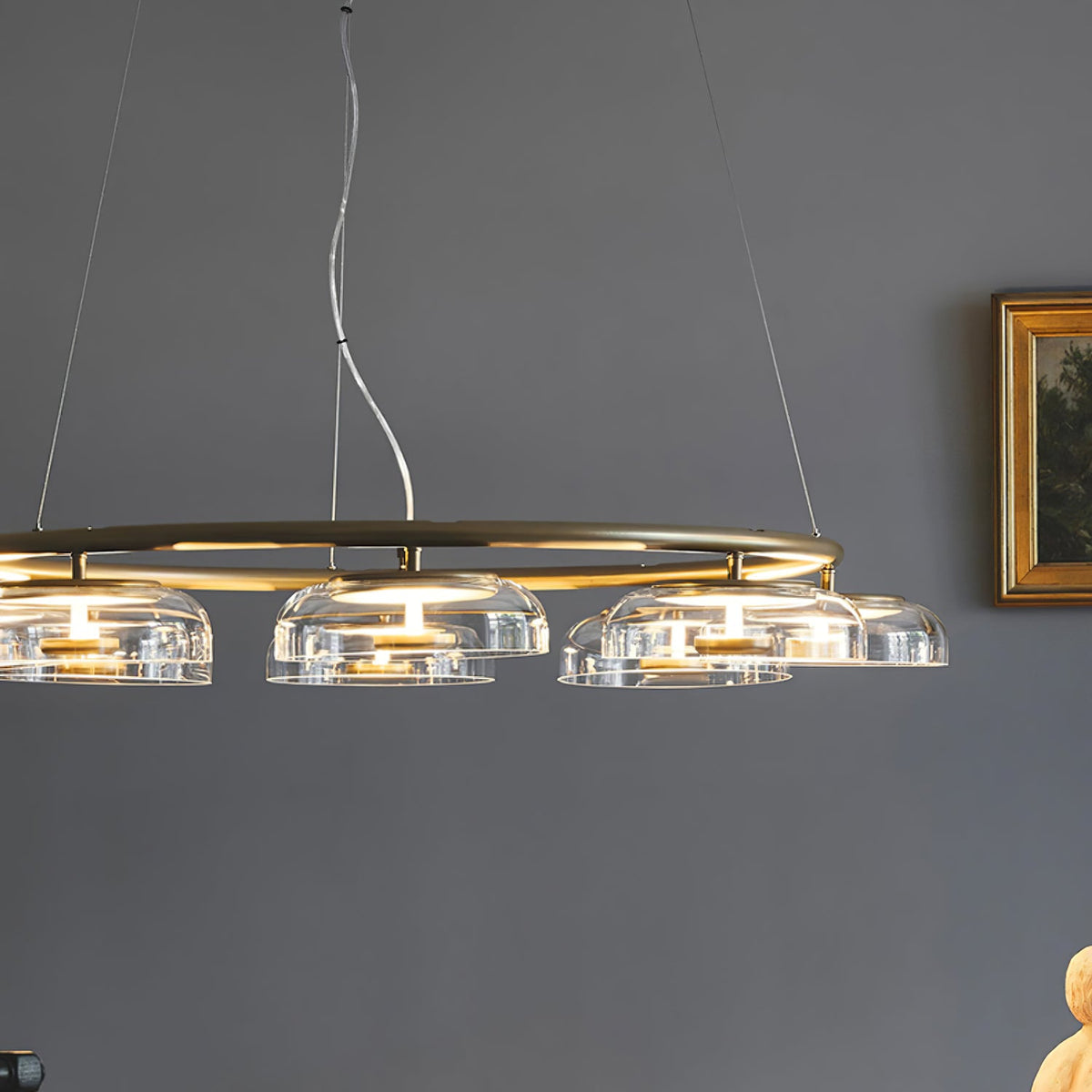 Solara LED Chandelier in Brass and Glass for Modern Interiors