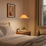 Solari Swirl Glass Pendant Light – Hand-Blown Amber Art Glass