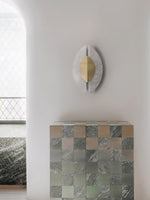 Solari Alabaster Leaf Wall Sconce in Brass and White Alabaster