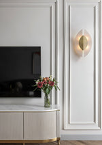 Solari Alabaster Leaf Wall Sconce in Brass and White Alabaster