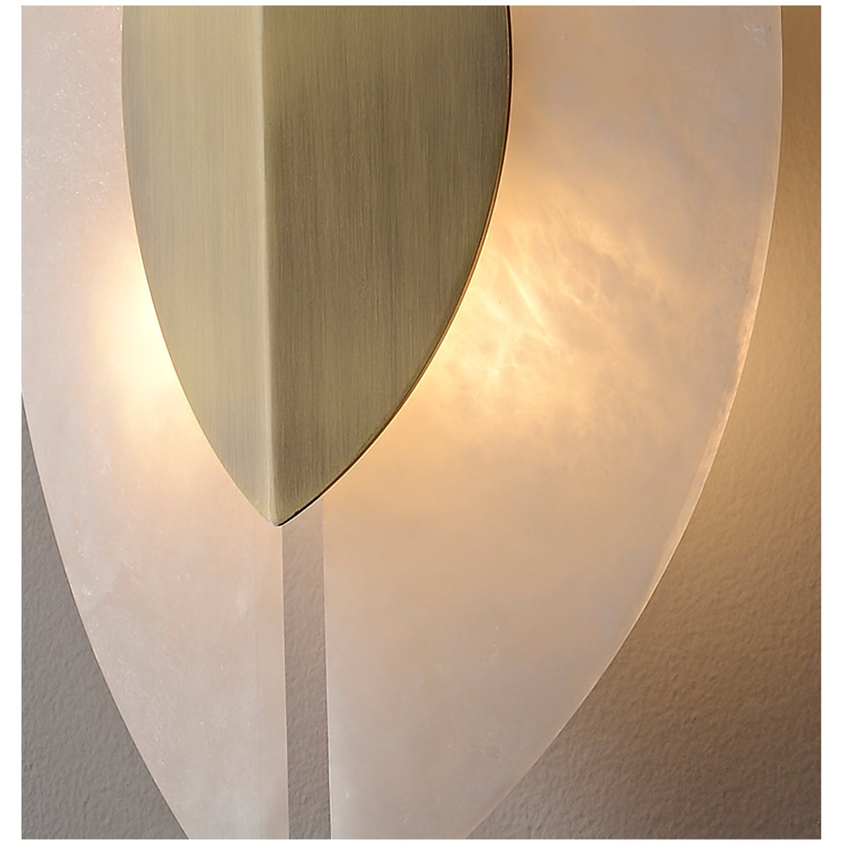 Solari Alabaster Leaf Wall Sconce in Brass and White Alabaster
