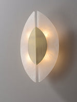 Solari Alabaster Leaf Wall Sconce in Brass and White Alabaster