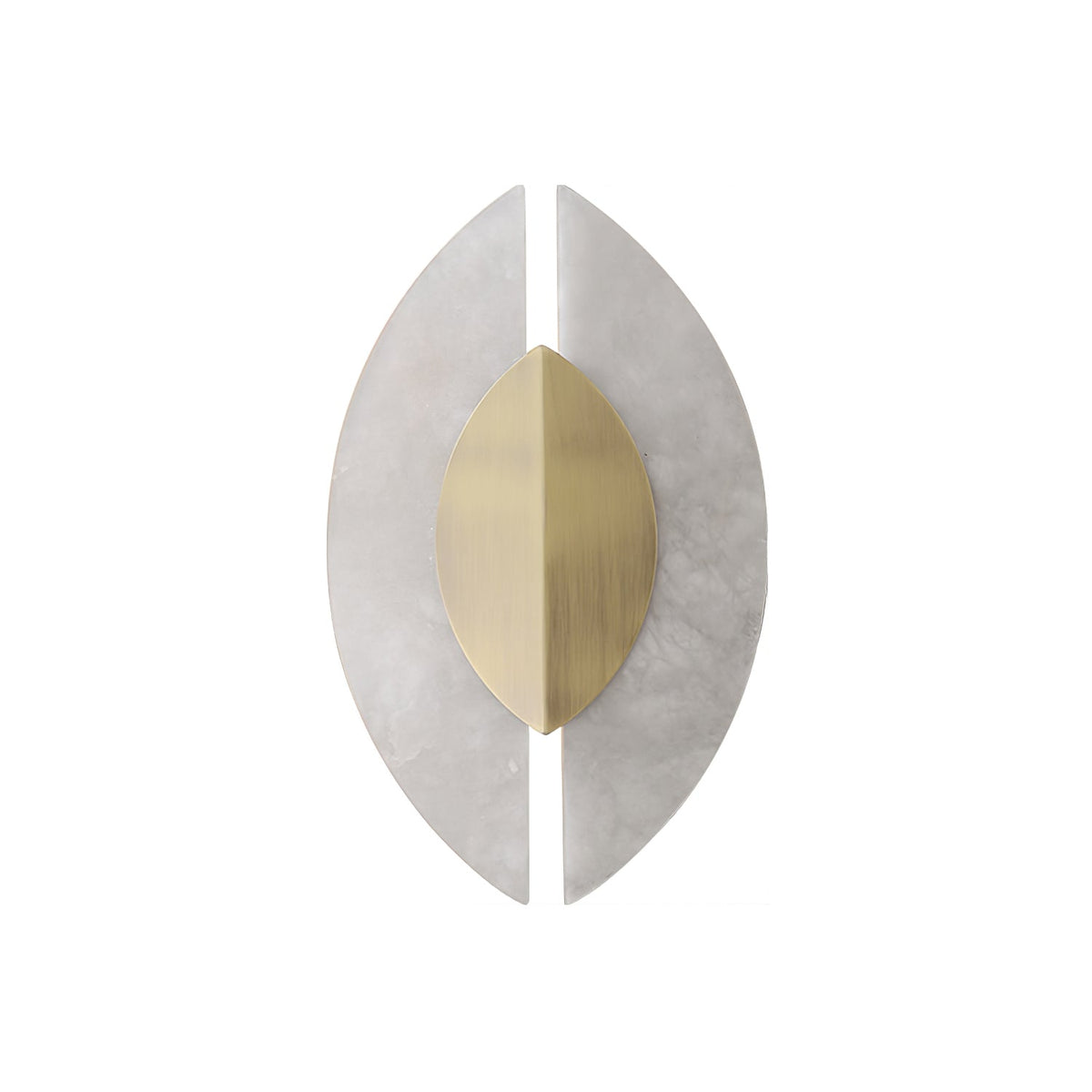 Solari Alabaster Leaf Wall Sconce in Brass and White Alabaster