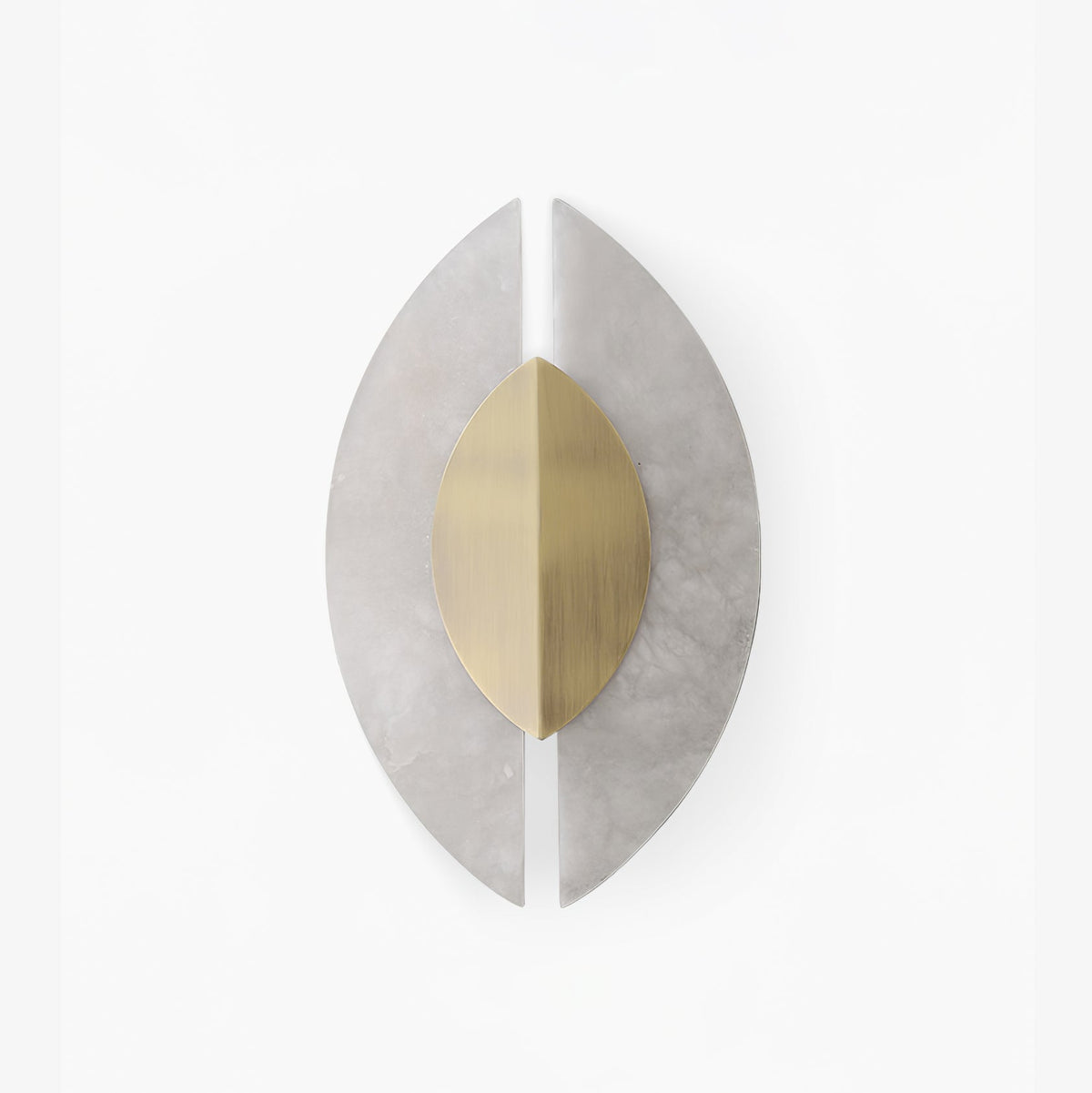 Solari Alabaster Leaf Wall Sconce in Brass and White Alabaster
