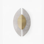 Solari Alabaster Leaf Wall Sconce in Brass and White Alabaster