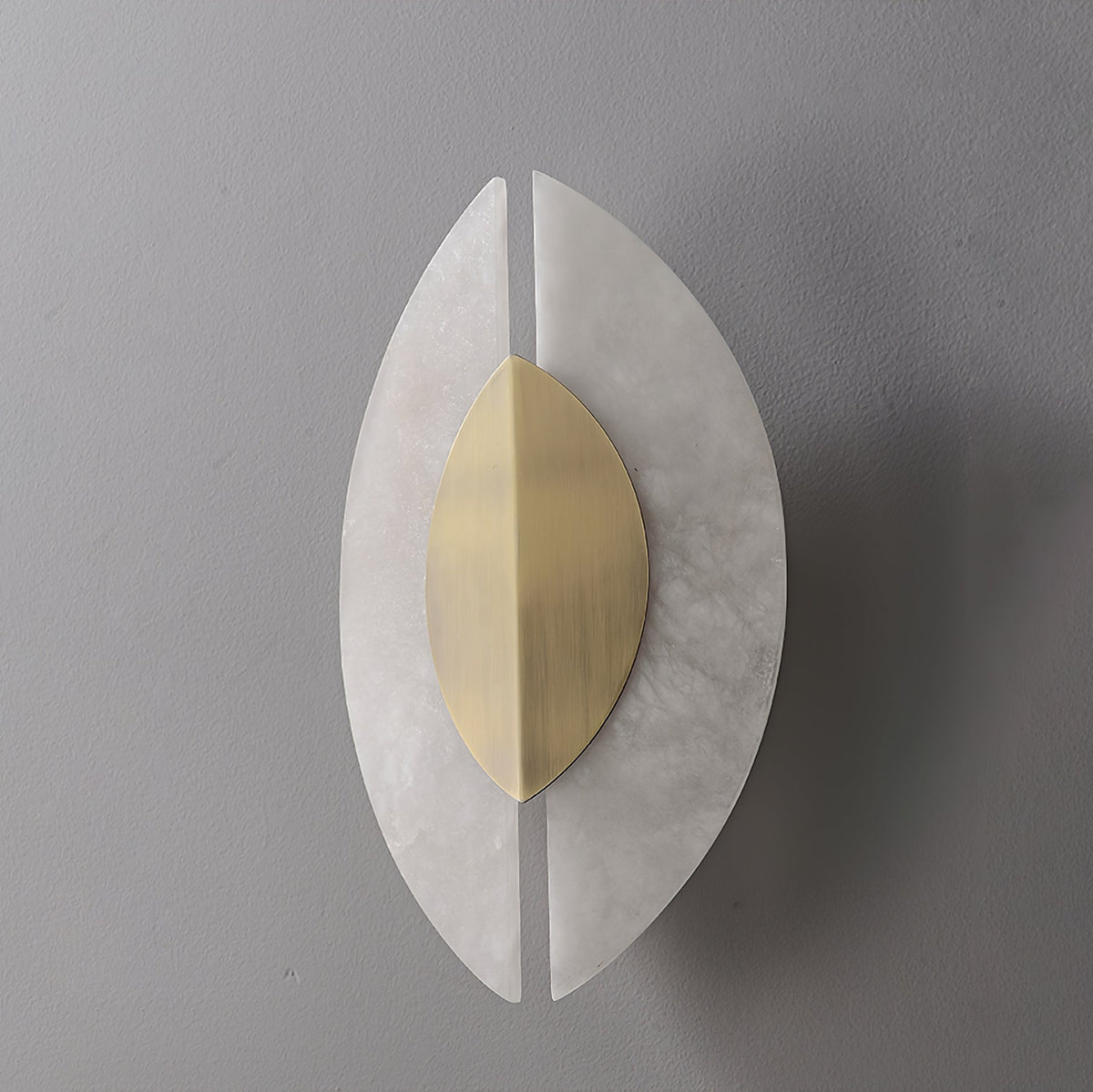 Solari Alabaster Leaf Wall Sconce in Brass and White Alabaster