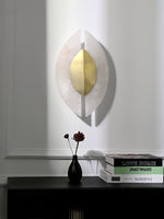 Solari Alabaster Leaf Wall Sconce in Brass and White Alabaster