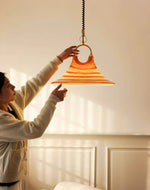 Solari Swirl Glass Pendant Light – Hand-Blown Amber Art Glass