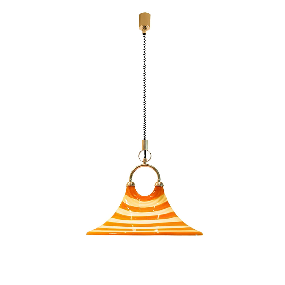 Solari Swirl Glass Pendant Light – Hand-Blown Amber Art Glass