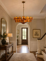Solaris Disc Glass Chandelier – Two-Tier Gold & Murano-Style Glass Pendant