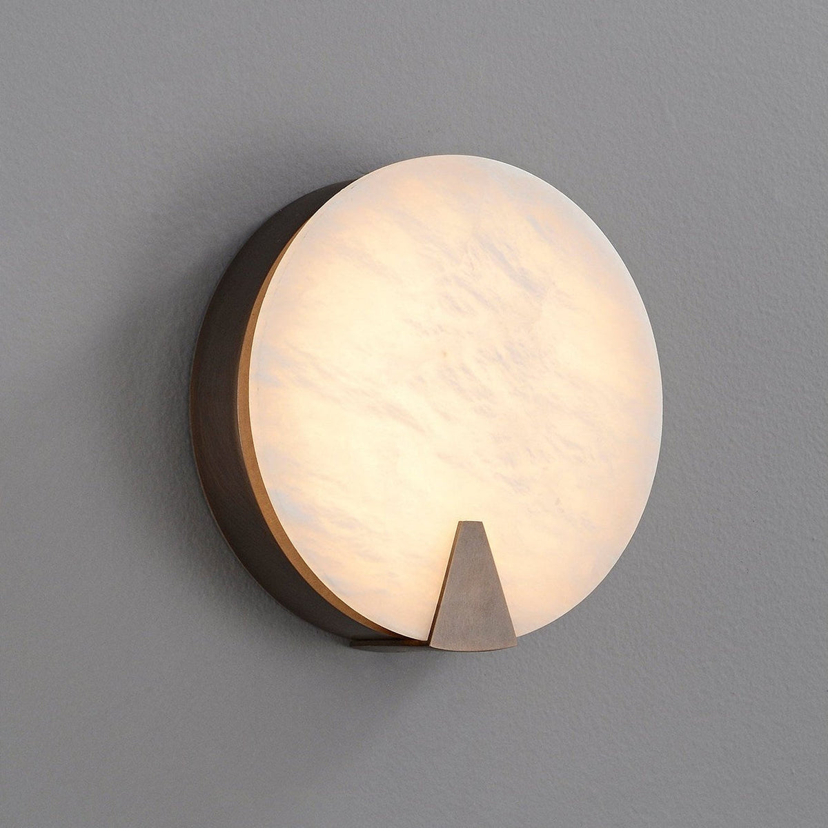 Solaris Halo Alabaster Wall Sconce with Brass Accents