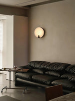 Solaris Halo Alabaster Wall Sconce with Brass Accents