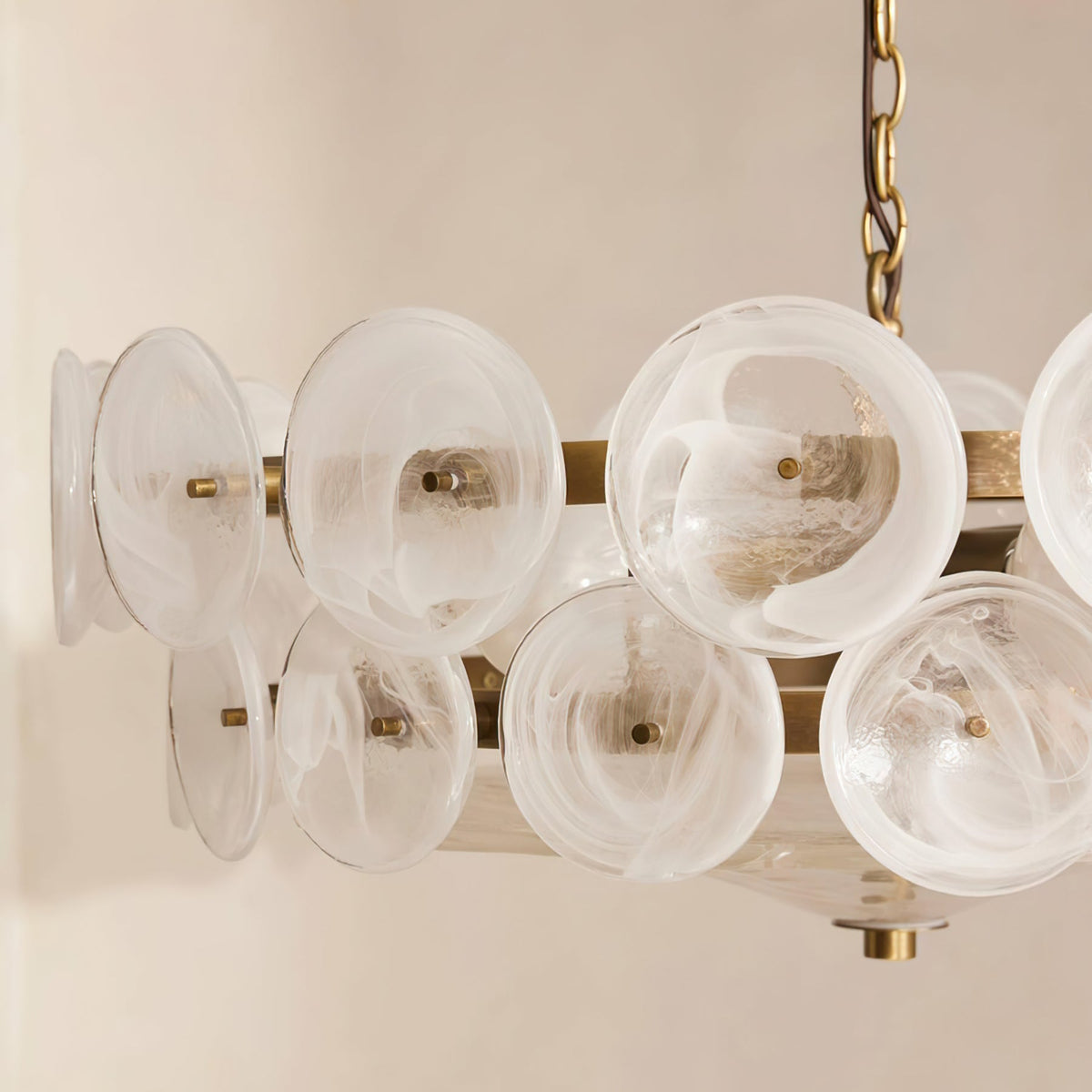 Solaris Disc Glass Chandelier – Two-Tier Gold & Murano-Style Glass Pendant