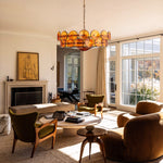 Solaris Disc Glass Chandelier – Two-Tier Gold & Murano-Style Glass Pendant
