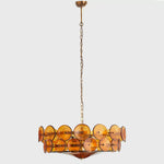 Solaris Disc Glass Chandelier – Two-Tier Gold & Murano-Style Glass Pendant