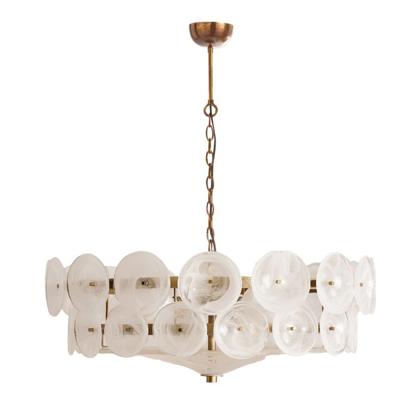 Solaris Disc Glass Chandelier – Two-Tier Gold & Murano-Style Glass Pendant