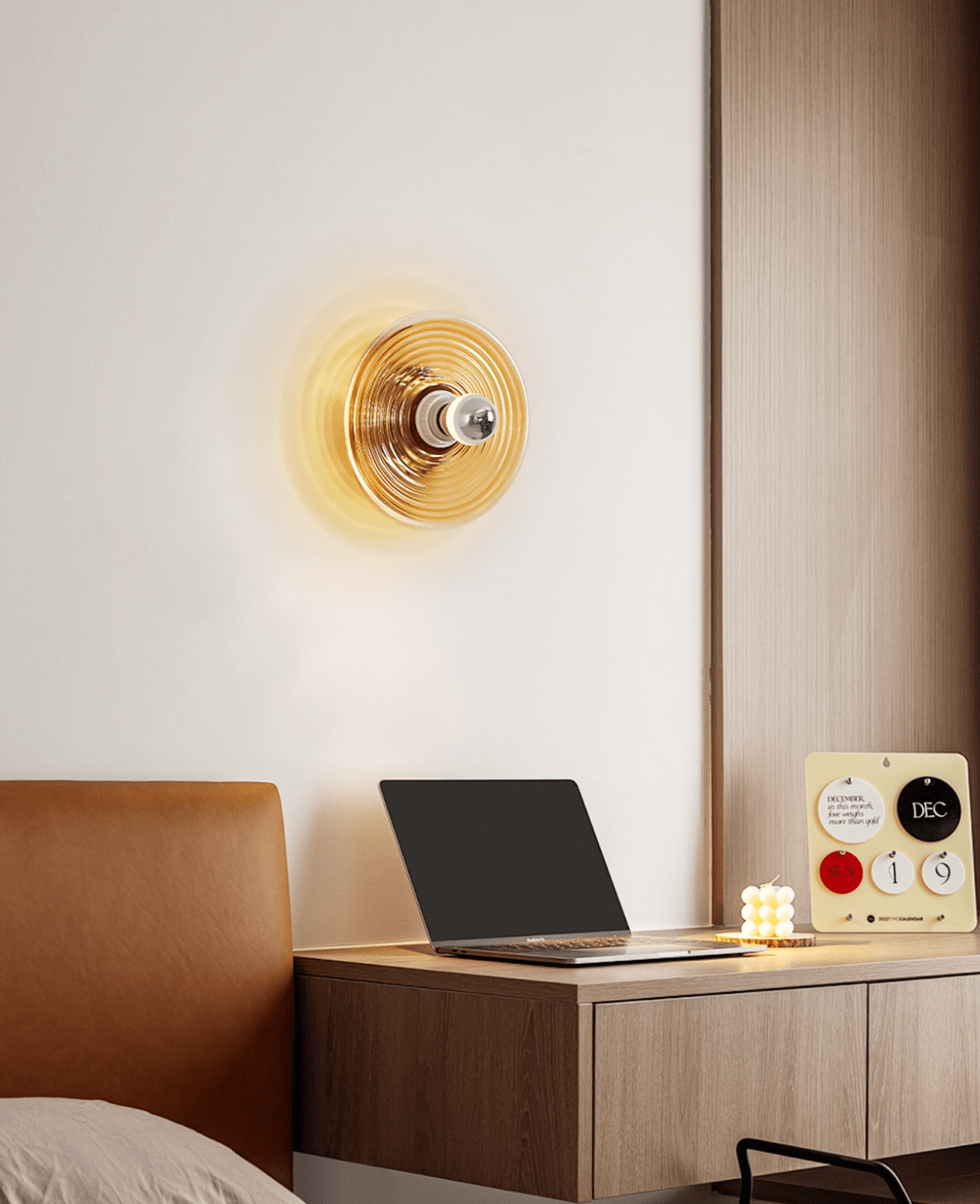 Solaris Nodo Wall Sconce in Amber Glass and Chrome