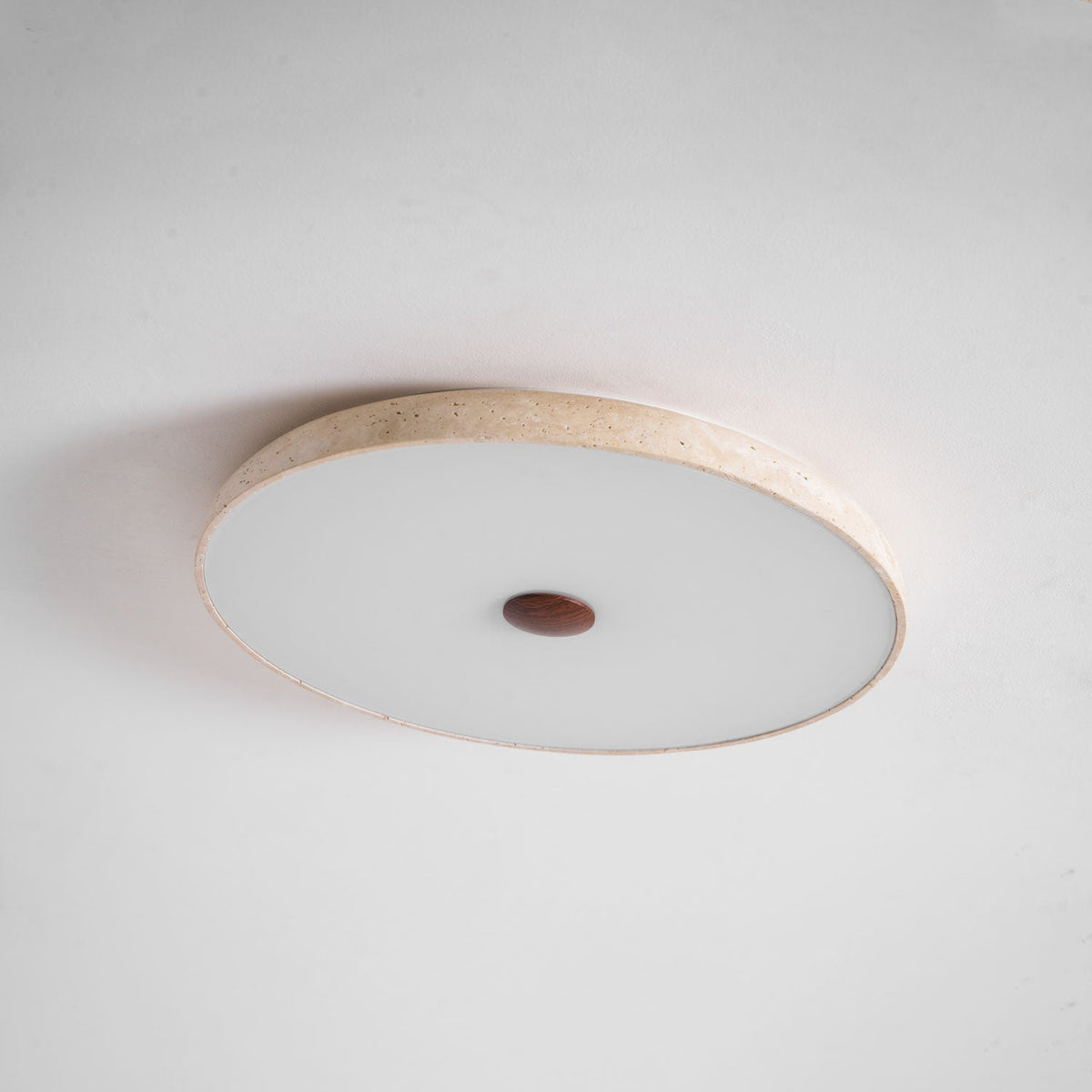 Solaro Travertine Flush Mount Ceiling Light in Natural Stone