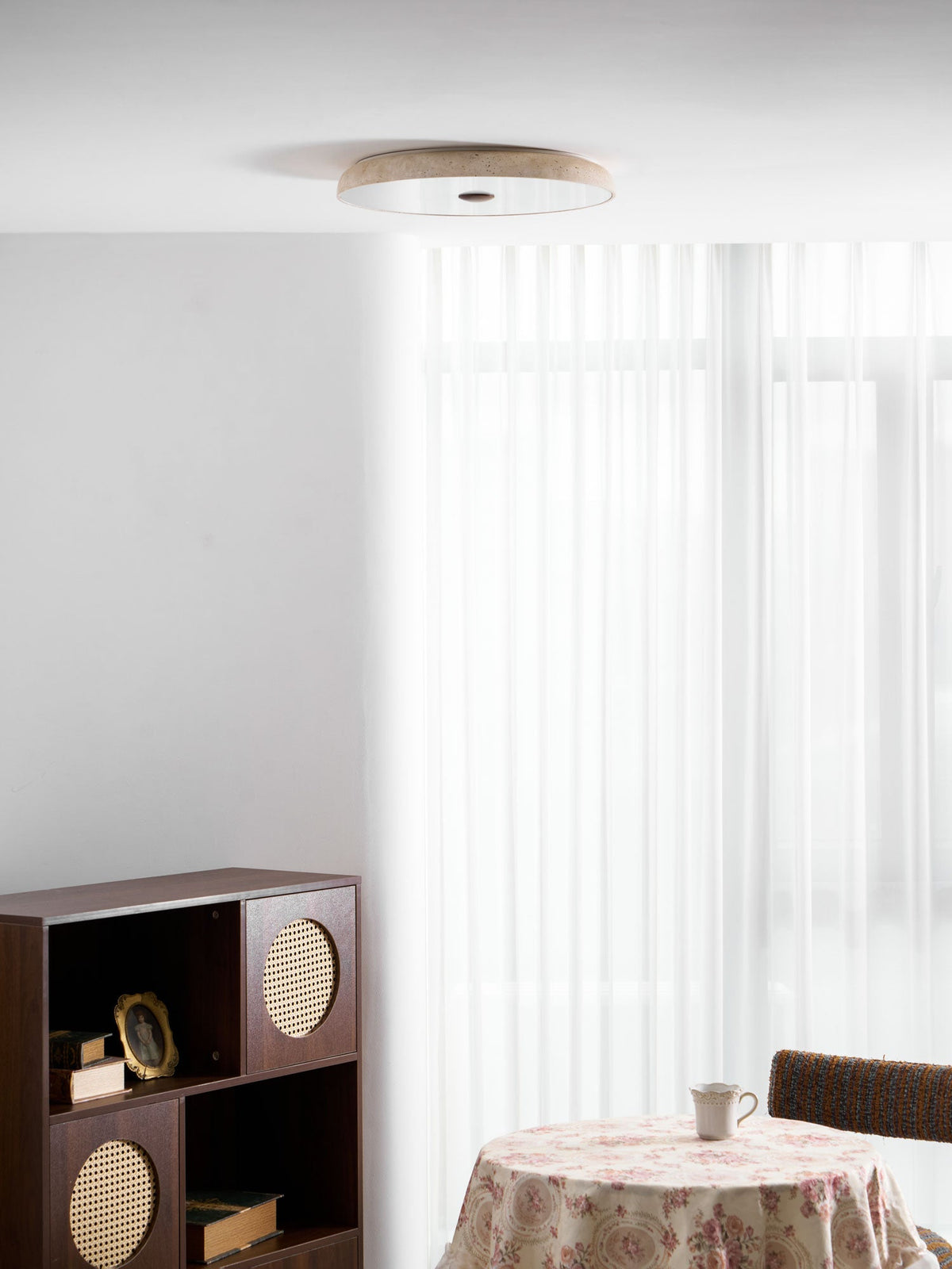 Solaro Travertine Flush Mount Ceiling Light in Natural Stone