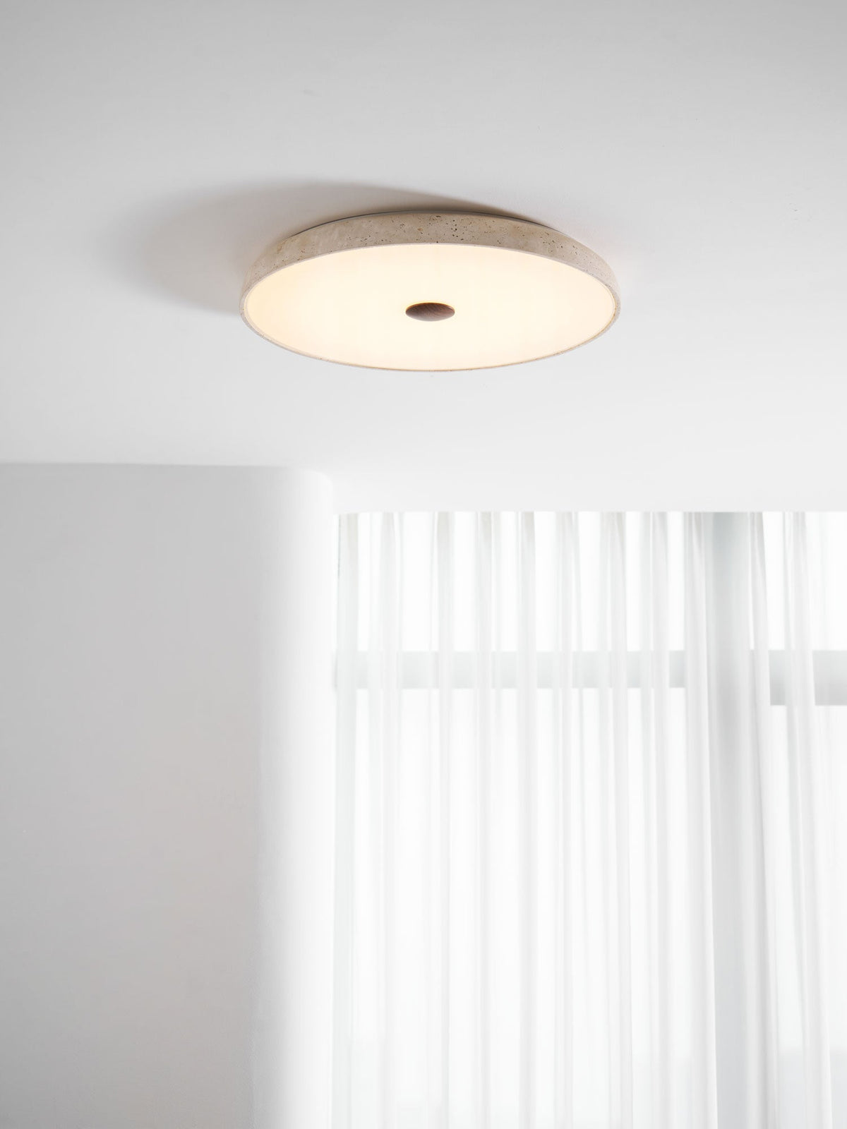 Solaro Travertine Flush Mount Ceiling Light in Natural Stone