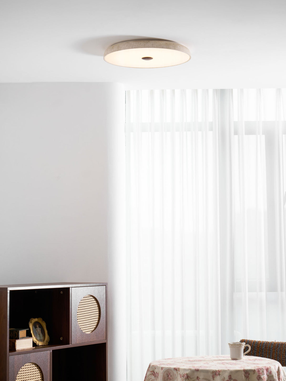 Solaro Travertine Flush Mount Ceiling Light in Natural Stone