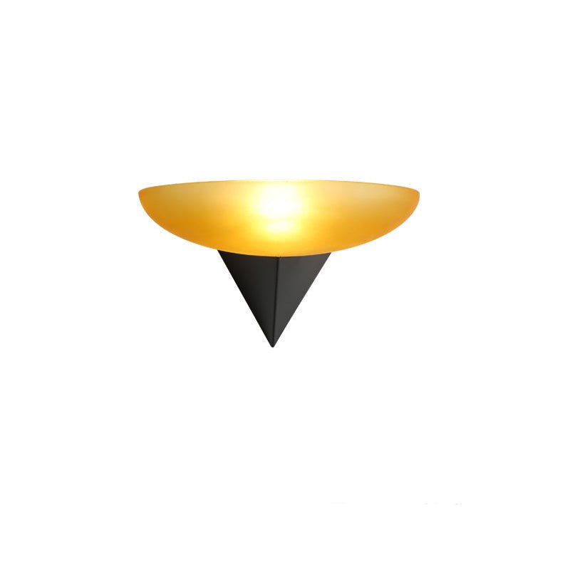 Solayne Half-Moon Wall Sconce in Black and Amber Glass