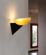 Solayne Half-Moon Wall Sconce in Black and Amber Glass