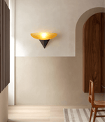 Solayne Half-Moon Wall Sconce in Black and Amber Glass