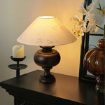 Solbloom Wood Table Lamp with Fabric Shade, Walnut or Black Finish