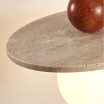Solen Pendant Light in Travertine and Wood – Modern Designer Ceiling Lamp