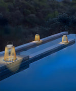 Solene Solar-Powered Outdoor Lantern with Wood-Style Slatted Frame