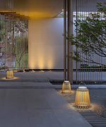 Solene Solar-Powered Outdoor Lantern with Wood-Style Slatted Frame