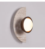 Soleners Travertine Wall Sconce with Wooden Shade